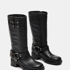 SOLD Steve Madden Black Leather Astor Combat Moto Boots